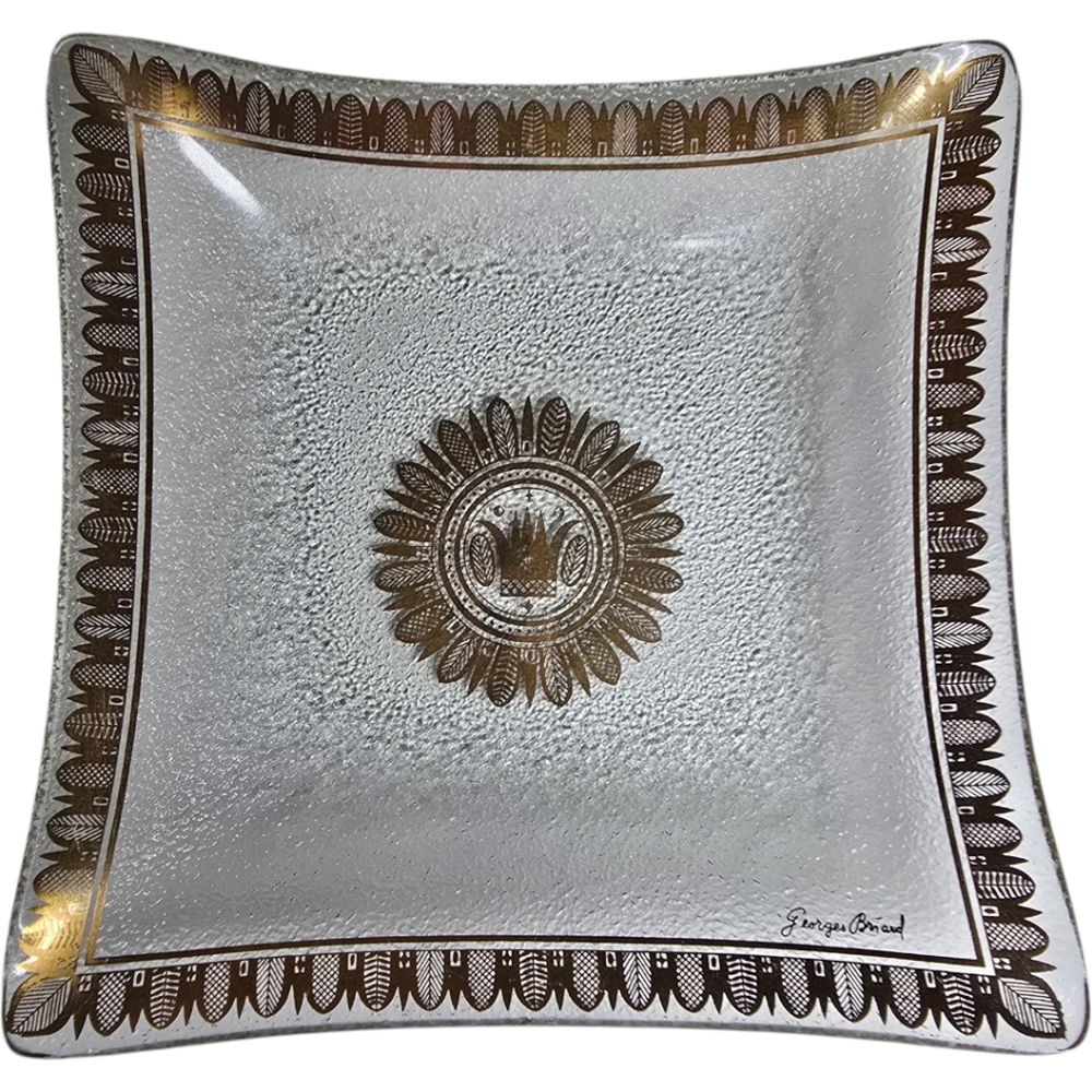 Vintage Mid Century Modern Georges‎ Briard Glass and Gold Trinket Small Dish